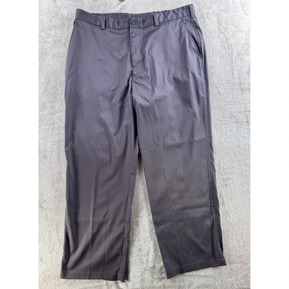 Pebble Beach Performance Mens Gray Flat Front Chino Golf Pants W38‎ L30